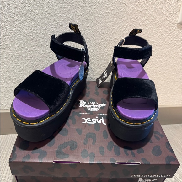 Dr. Martens-X-girl Black Velvet Sandal💜🖤